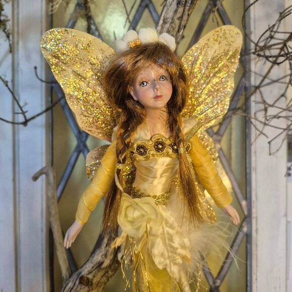 Vintage Gold & Yellow Fairy Ornament - Picture 6 of 16